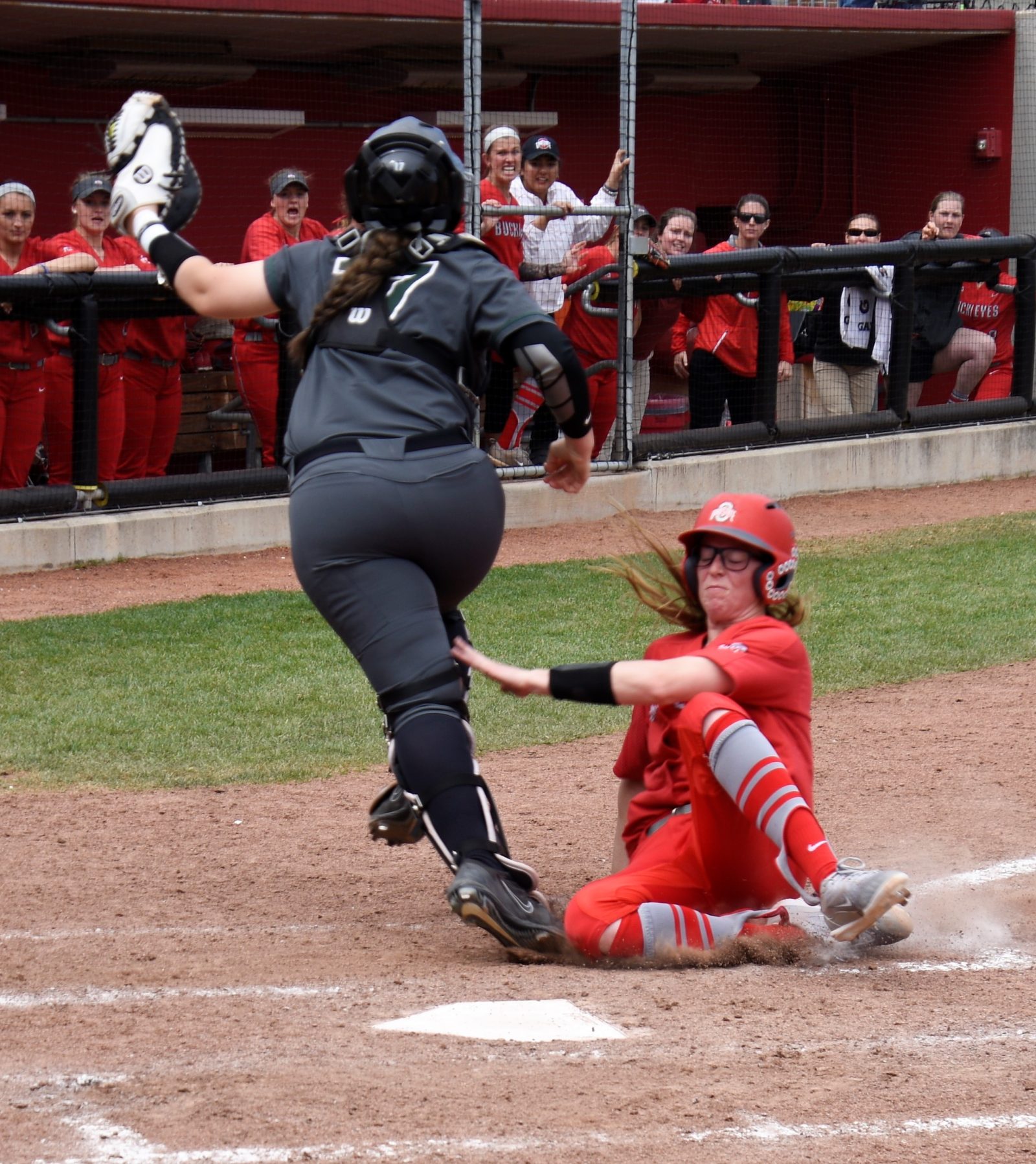 Shelby McCombs slides into home for the winning run